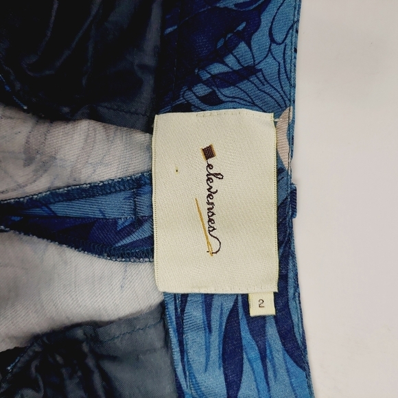 Elevenses Women's Lunar Mum Blue Floral Cropped Pants P1925 - Picture 7 of 9